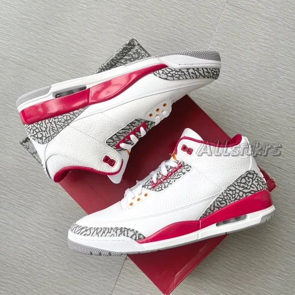 Air Jordan 3 Retro Cardinal Red Men’s - Picture 7 of 8